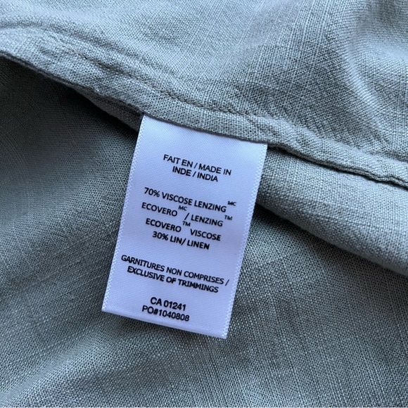 Twik / Simons | sage green linen blend tie front sleeveless crop shirt - Picture 4 of 4